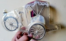 Miniature Handcrafted Black Wire Metal Cycle Rickshaw (Pedicab) Model with Canopy — listing 3
