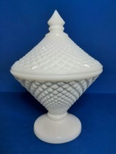 Westmoreland Blue Sawtooth Diamond Point Glass Footed Compote — listing 5
