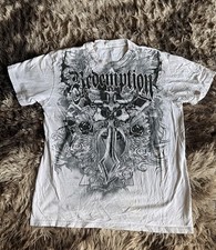 Redemption Off-White Winged Cross Graphic T-Shirt, Size Large — listing 4