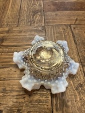 Vintage Moonstone Hobnail Opalescent Glass Two-Handled Bonbon Dish with Crimped Rim — listing 5
