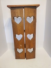 Vintage Cottage Core Triple Heart Wooden Wall Shelf, Tan Stain with Rope & Heart Accent — listing 4