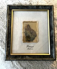 Repoussé Pewter Madonna and Child Plaque on Carved Wood Panel — listing 4