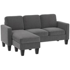 Two-Piece L-Shaped Sectional Sofa with Chaise, Navy/Charcoal Chenille Upholstery — listing 4