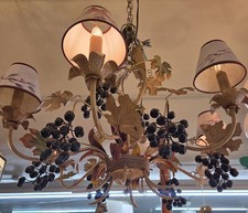 Tuscan Style Wrought Iron 6-Light Chandelier with Grapevine & Leaf Motif — listing 2