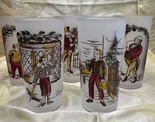Hazel Atlas Charles Dickens Frosted Glass Tumbler & Rocks Glass Set — listing 2
