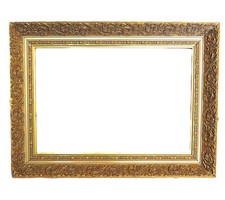 Vintage Ornate Gilt & Oak Wood Framed Wall Mirror with Pierced Scrollwork — listing 5
