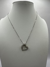 Silver-Tone Puffed Filigree Heart Pendant with Swarovski Crystal Accents, 1-1/2" Wide — listing 2