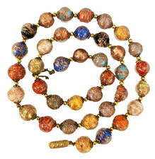 Vintage Venetian Murano Aventurine Copper Fleck Glass Bead Necklace — listing 4