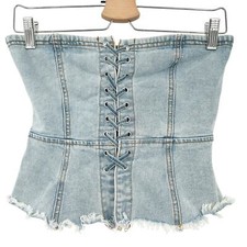 Y2K Denim Cropped Strapless Corset Tube Top — listing 6