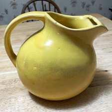 Yellow Glazed Ceramic Pitcher with Black Distressed Brushwork — listing 6