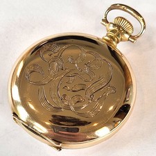 Antique Waltham Hunter Case Pocket Watch, Gold-Filled, Enamel Dial — listing 2