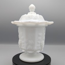 Vintage Milk Glass Grape Pattern Scalloped Footed Candy/Nut Dish — listing 6