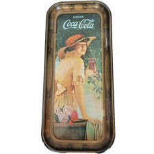Coca-Cola 'Elaine' Girl Long Rectangular Tin Serving Tray, 1916 Design (Likely 1970s Reproduction) — listing 4