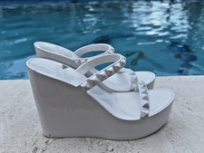 Carmen Sol Jelly Studded Platform Wedge Sandals, Nude, Size US 8 / EU 38 — listing 3