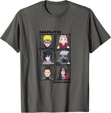 Naruto Shippuden Red Graphic T-Shirt with Character Collage