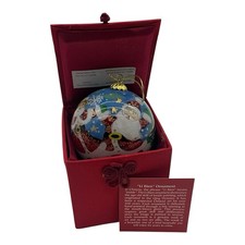Li Bien Reverse-Painted Glass Santa Christmas Ornament with Gift Box — listing 2