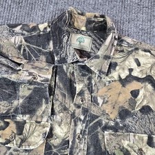 Vintage Olive Green Chamois Flannel Shirt with Camouflage Sleeves and Yoke — listing 6
