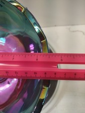 Vintage Teal Carnival Glass Iridescent Basket with Applied Handle — listing 6