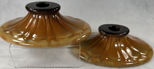 Fulper Pottery Blue Flambé Glaze Chamberstick Candle Holders, Pair Fulper incised, listing 3