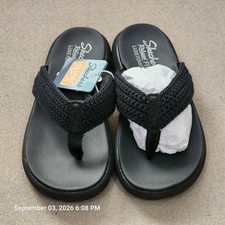 Skechers Luxe Foam Women's Black Thong Sandals with Floral Accent — listing 4