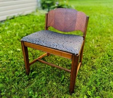 Vintage 1940s Art Deco Waterfall Mahogany Vanity Bench / Piano Stool with Floral Upholstered Seat — listing 2