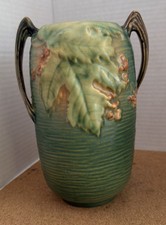Roseville Pottery Bushberry Russet Brown Two-Handled Floor Vase #157-8 — listing 5