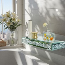 Art Deco Style Mirrored Wall Shelf with Chrome Ball Accents — listing 5