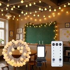 Battery-Operated LED String Light Set with Frosted Globe Bulbs and Battery Pack — listing 6