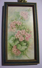 Hand-Painted Folk Art Geranium Basket Wooden Panel / Fireplace Screen Insert — listing 5