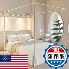 Harbor Dark Brown Wood Frame King Canopy Bed with Upholstered Headboard — listing 3