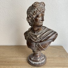 Apollo Belvedere Bronze-Tone Bust on Marble Base