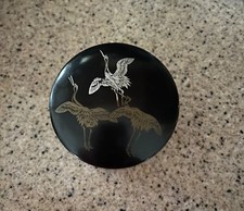 Japan Airlines (JAL) Black Lacquer Trinket Box with Gold & Silver Flying Crane Motif — listing 6