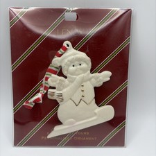 Lenox 2007 Merrily Yours Snowman Personalized Ornament, Ivory Porcelain with Gold Accents — listing 2