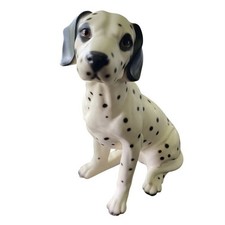 Vintage Porcelain Dalmatian Dog Figurine in Crouching Pose Foil/paper sticker present