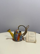 Kelvin Chen Hand-Painted Enamel Miniature Teapot with Floral and Checkerboard Design — listing 5