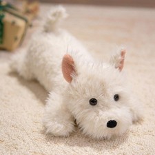 Cream White Plush Dog with Plaid Bow Tie — listing 4