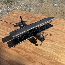 Decorative Metal Biplane Model Sculpture with Working Propeller — listing 2