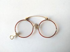 Antique Folding Lorgnette Spectacles with Engraved Silver-Tone Frames