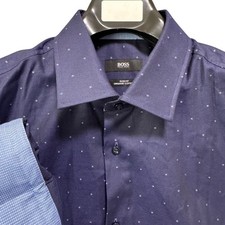 Hugo Boss Regular Fit Men's Dress Shirt, Light Blue with Navy Dot Pattern — listing 6