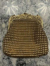 Vintage Black Metal Mesh Coin Purse with Gold Tone Kiss Lock Frame — listing 3