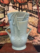 Roseville Pottery Velmoss Blue Two-Handled Vase, Shape 718-8 — listing 4
