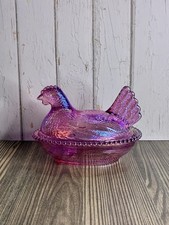 Miniature Amber Glass Nesting Hen on Nest Covered Dish, 3.5 inch — listing 3