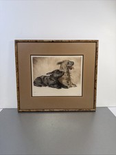 Antique Framed Landscape Etching with Cattle at Water's Edge, listing 6
