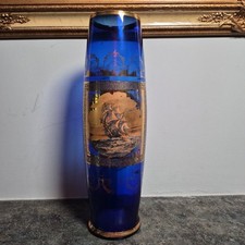 Bohemian Cobalt Blue & 24K Gold Decanter with Cordial Glasses, Hand-Enameled Floral Decor — listing 6