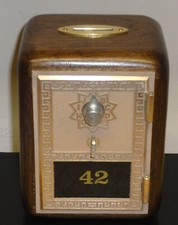 Vintage Post Office Box Door Coin Bank with Brass Combination Lock #404 — listing 3