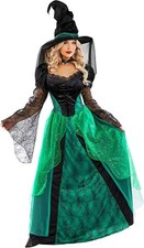Women's Gothic Witch/Sorceress Halloween Costume Dress with High Collar and Bell Sleeves — listing 3