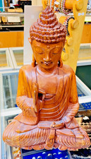 Vintage Chinese Hand-Carved Wooden Hotei Laughing Buddha Statue with Frog on Tree Branch, 10 inches — listing 3