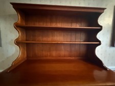 Vintage Maple Two-Piece Hutch Desk with Scalloped Plate Rack — listing 6