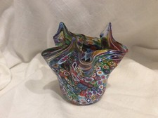 La Serenissima Murano Millefiori Fazzoletto (Handkerchief) Vase, 4 inch — listing 6
