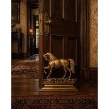 Vintage Cast Brass Standing Horse Figural Doorstop — listing 4